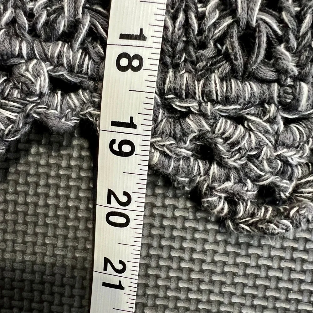Odd Molly Black Open Knit Sweater‎ Sz O Boho Cottagecore Crochet Hem 100% Cotton